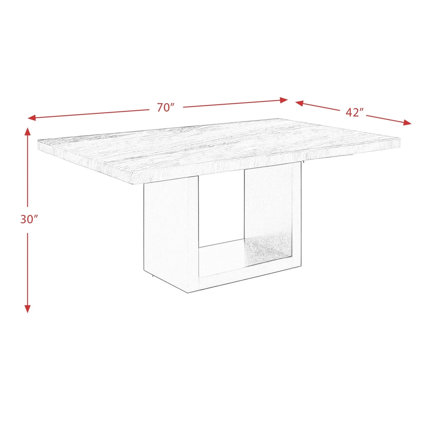 Willow White Marble Standard Height Dining Table