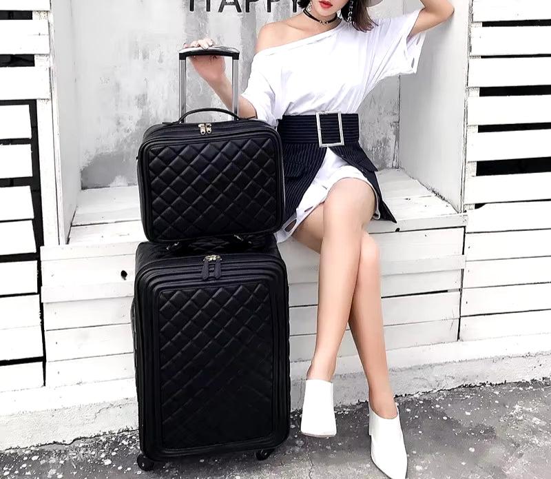 Fashion PU Leather Rolling Luggage Set with Handbag Women Men Travel Suitcase Bag Luxury Brand Trolley Luggage 16/20/24 Inch