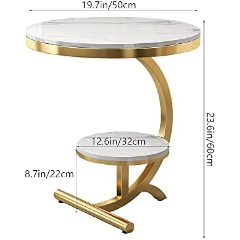 Luxury Marble End Table Decor & More round Coffee Table Shelf for Home & Living Room |Gold Coffee Table|Outdoor&Indoor Furniture