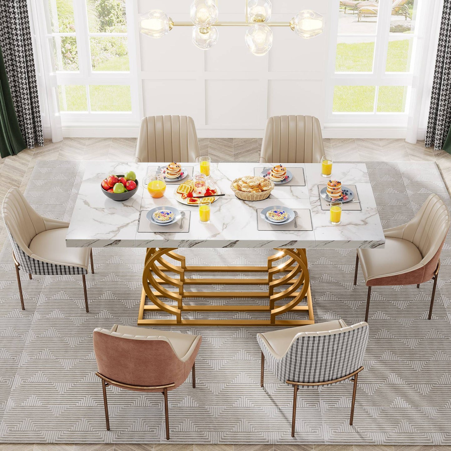 The Manhattan Luxe: Dining Table 63 inch’s sits 6-8