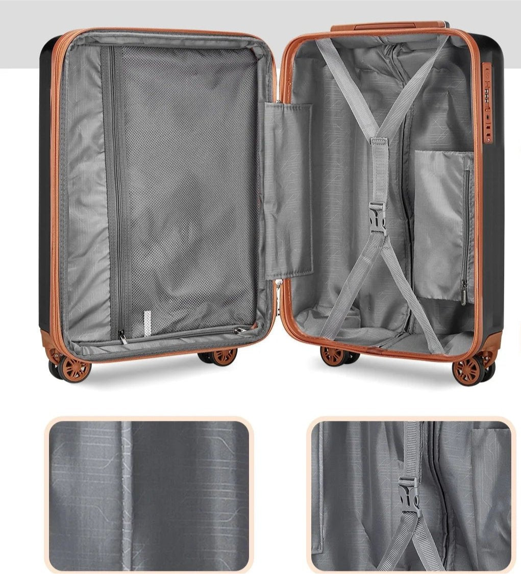 Mogul Powerhouse 3-Piece Hard-side Carry on Luggage Set  (USB Charging Ports)