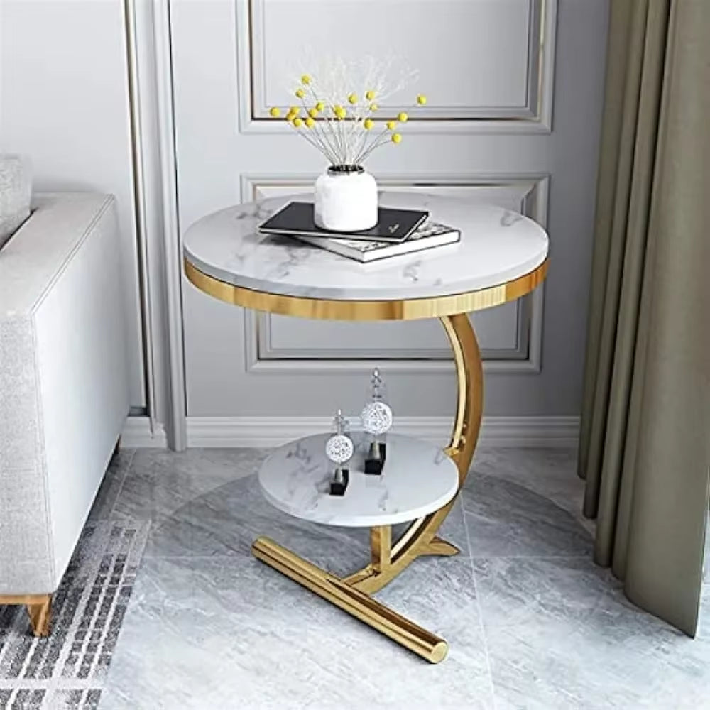 Luxury Marble End Table Decor & More round Coffee Table Shelf for Home & Living Room |Gold Coffee Table|Outdoor&Indoor Furniture