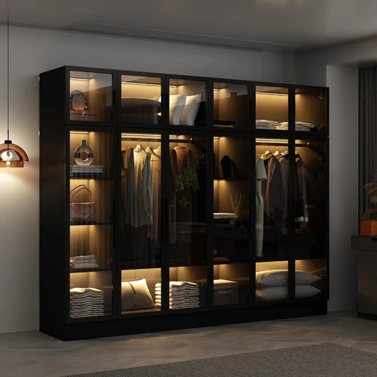 The Apex Glass Wardrobe with Lighting System (2 Shades)