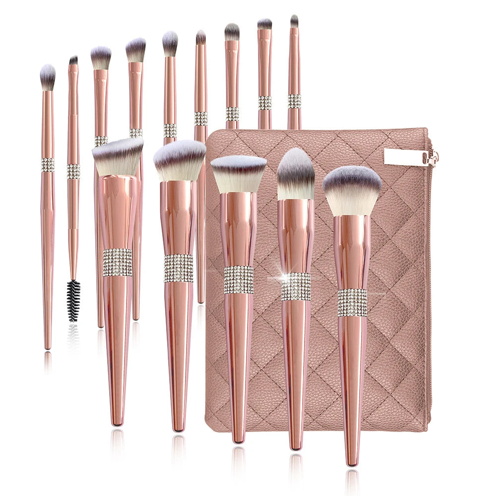 The Rose Gold Lux Diamond Brush Set of 14