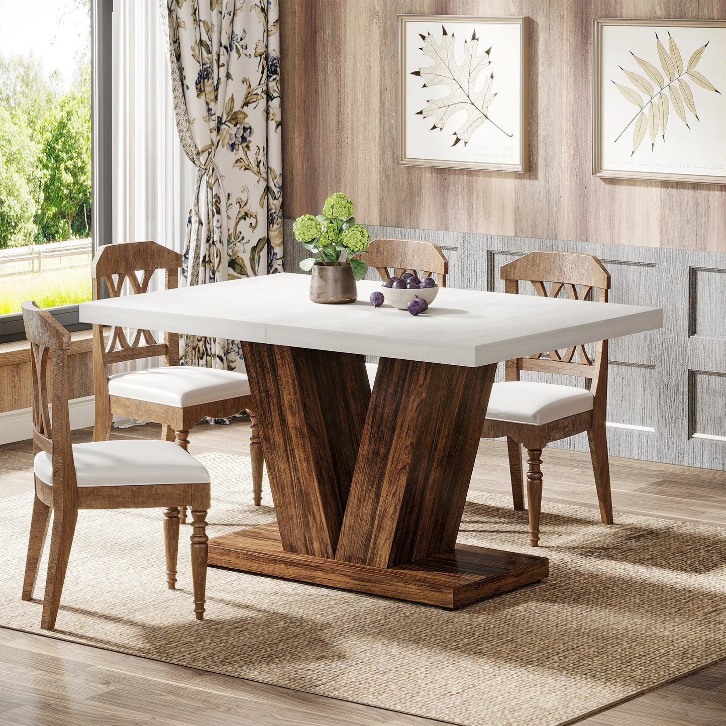 The Mogul’s Haven: Ivory and Oak Dining Table