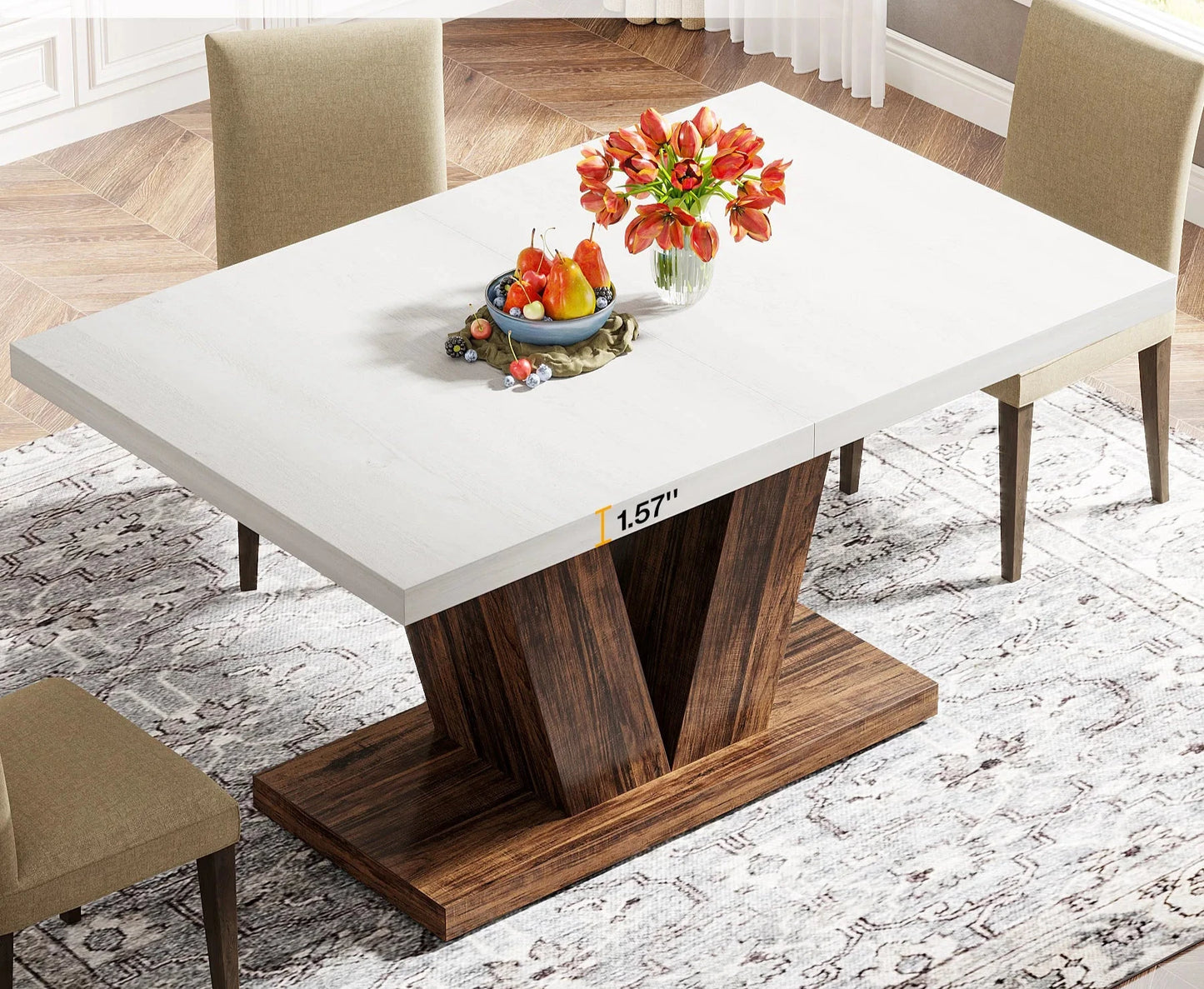 The Mogul’s Haven: Ivory and Oak Dining Table