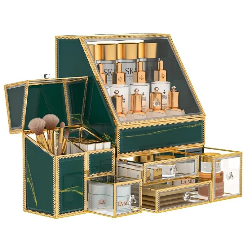 The Beauty Mogul Glass Vanity Organizer: Luxe Solutions for Effortless Beauty and Organization (Various Shades)