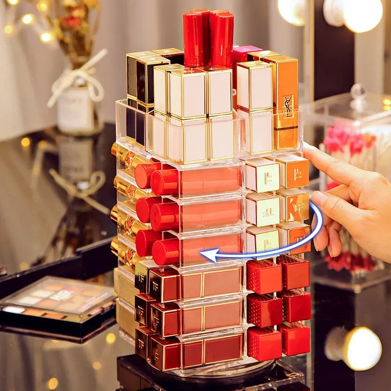 Mogul Luxe Lipstick Carousel: 360-Degree Rotating Makeup Storage Rack