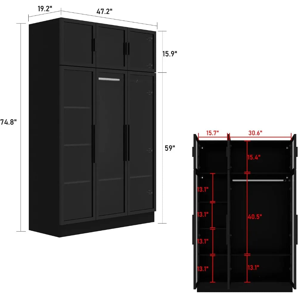 The Apex Glass Wardrobe with Lighting System (2 Shades)