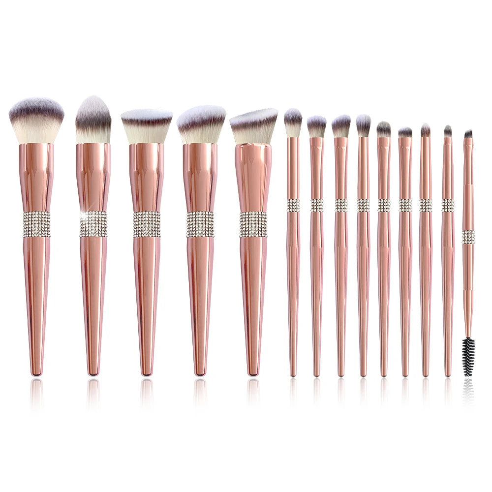 The Rose Gold Lux Diamond Brush Set of 14