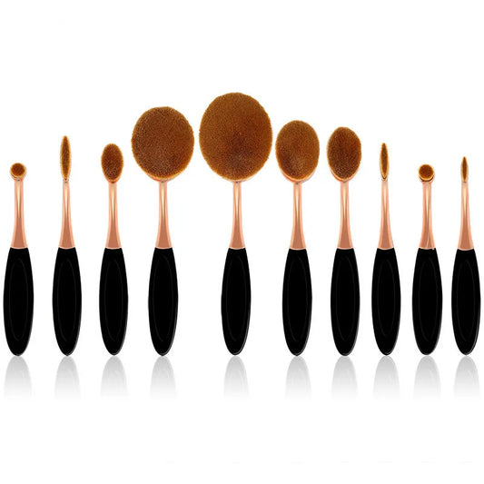 Velvet Eclipse: Elevate Your Beauty Game Oval Brush Set of 10