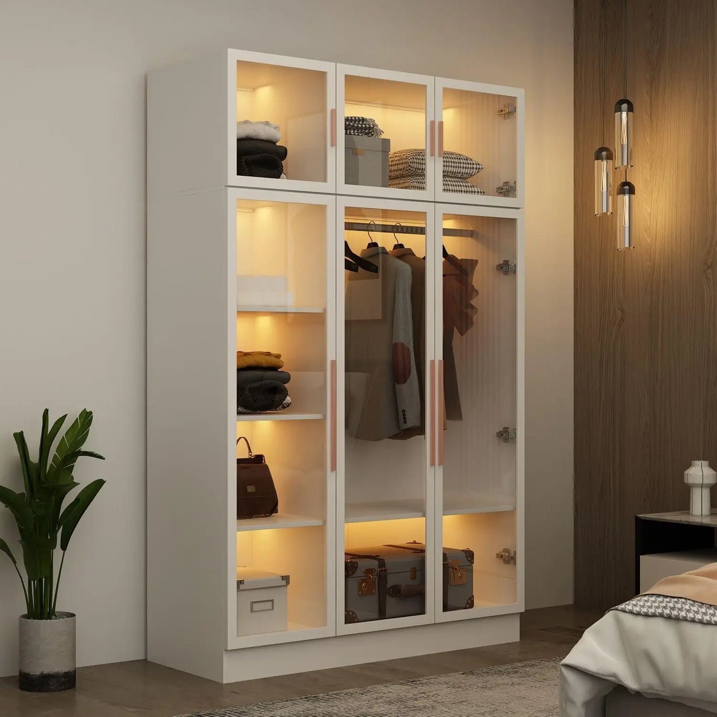 The Apex Glass Wardrobe with Lighting System (2 Shades)