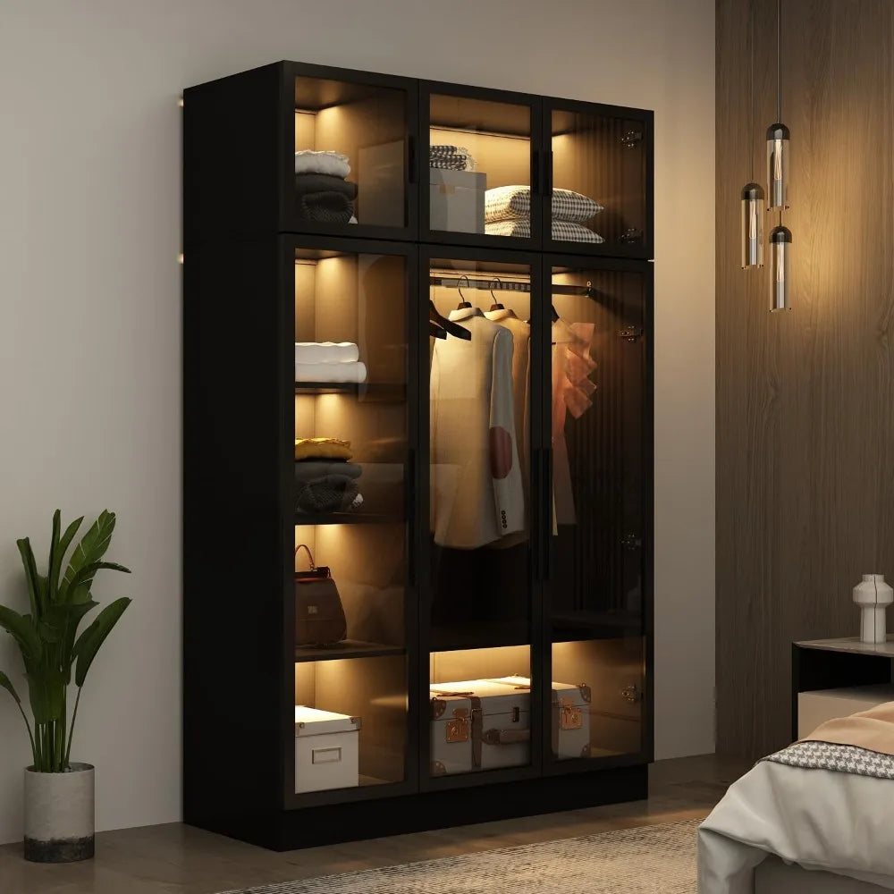 The Apex Glass Wardrobe with Lighting System (2 Shades)