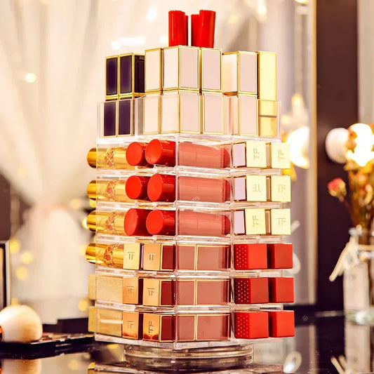 Mogul Luxe Lipstick Carousel: 360-Degree Rotating Makeup Storage Rack