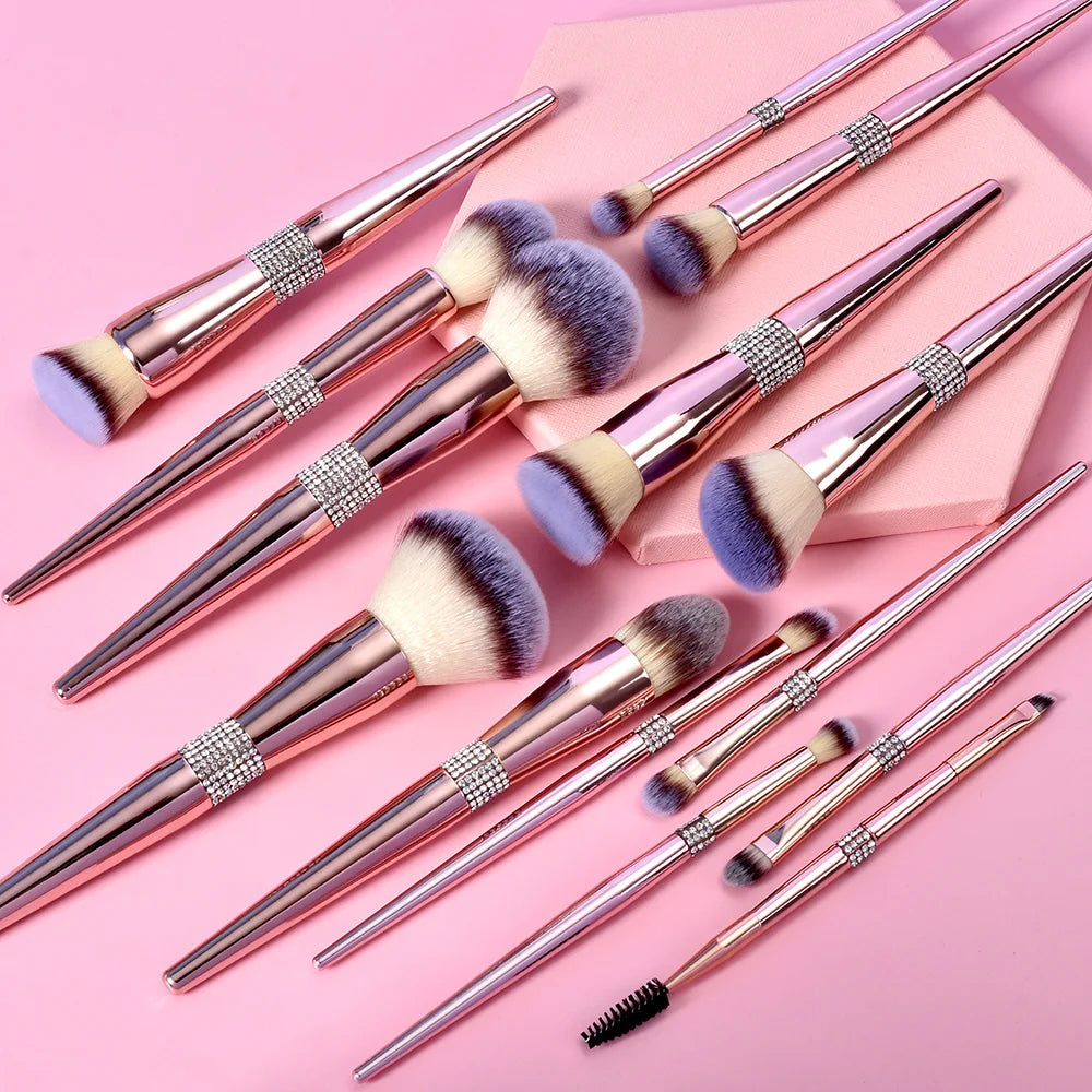 The Rose Gold Lux Diamond Brush Set of 14