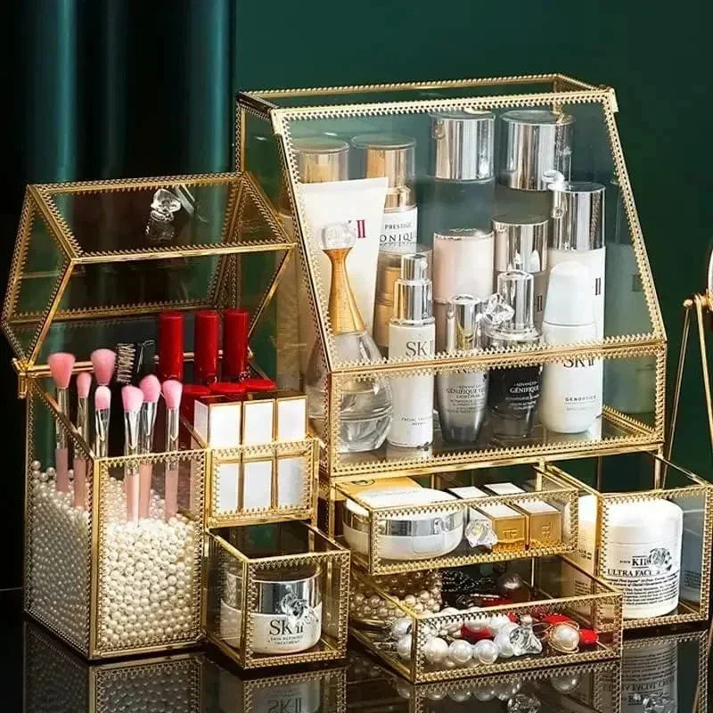 The Beauty Mogul Glass Vanity Organizer: Luxe Solutions for Effortless Beauty and Organization (Various Shades)