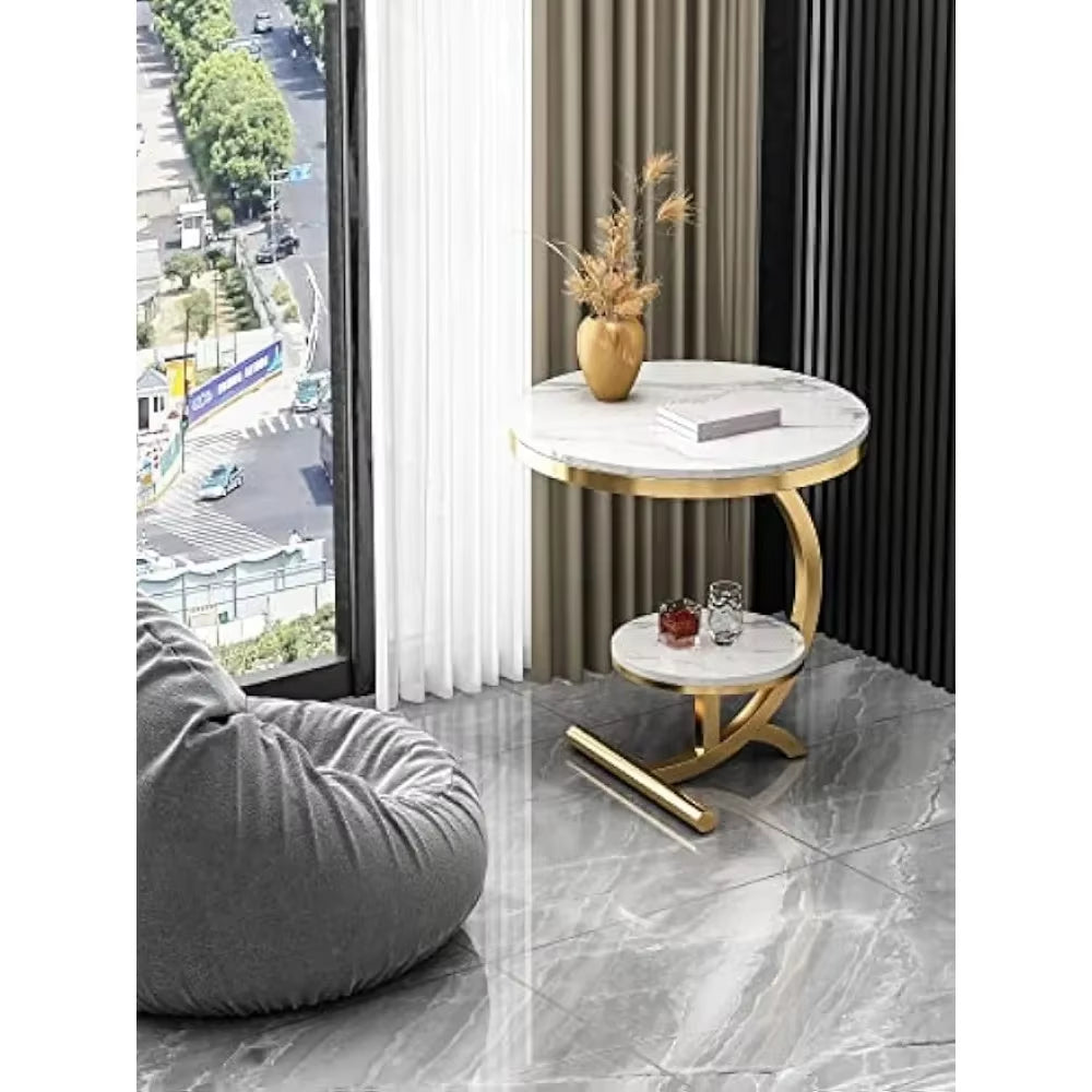 Luxury Marble End Table Decor & More round Coffee Table Shelf for Home & Living Room |Gold Coffee Table|Outdoor&Indoor Furniture