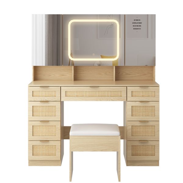 The Serene Radiance Vanity Set with Tri-Fold LED Mirrors