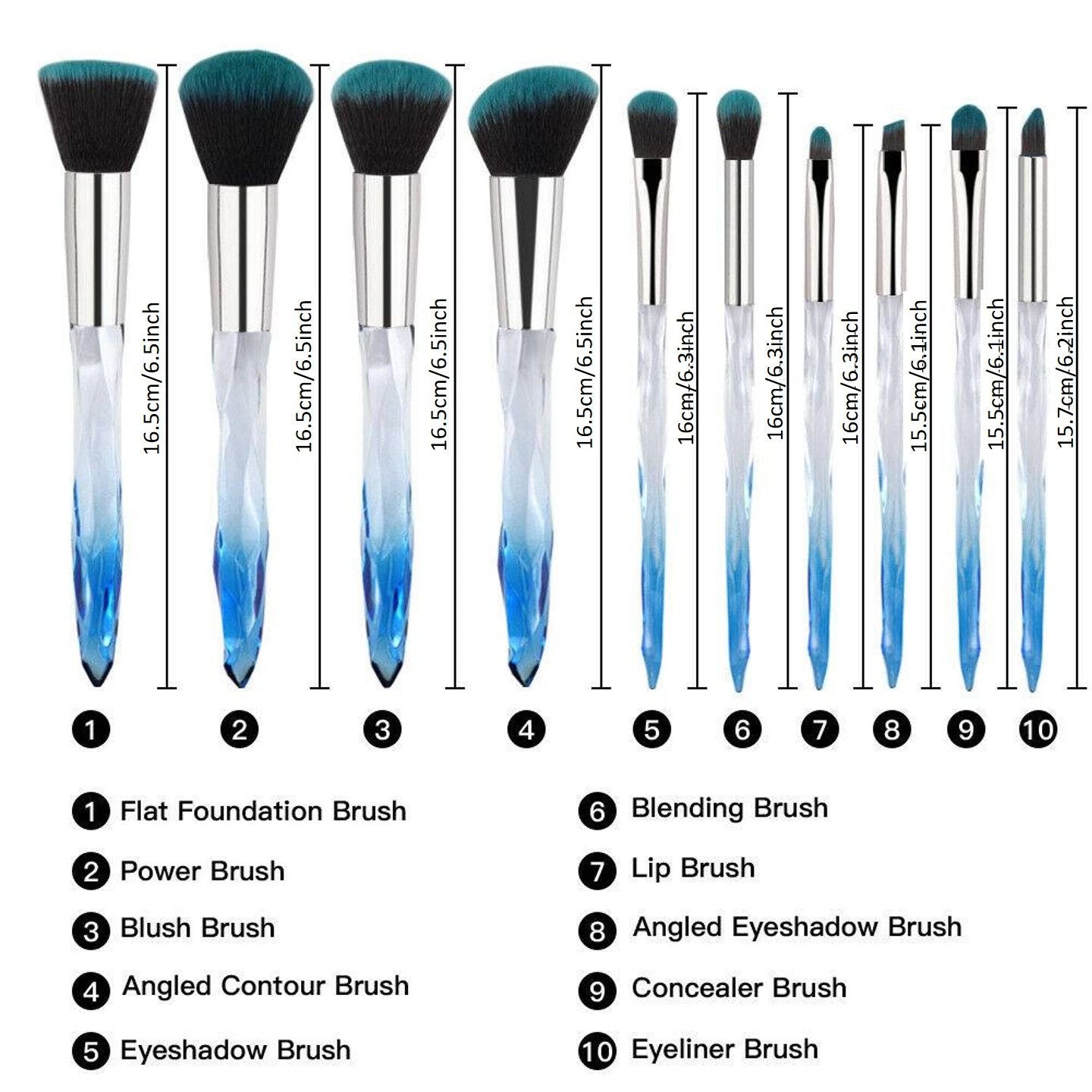 Frosted Aura: The Mogul Crystal 10 Brush Collection