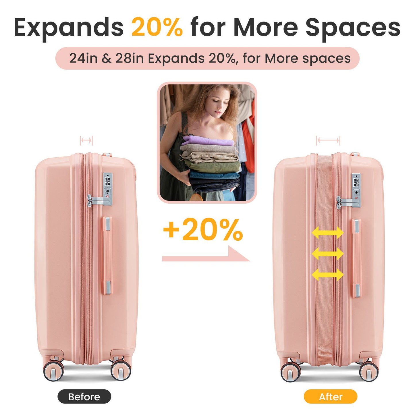 The Blush Luxe Travel 14'', 20'', 24'', and 28'' Luggage Collection