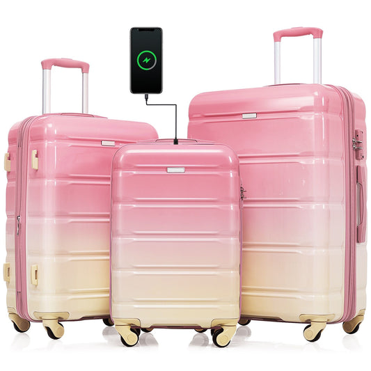 The Sunset Bloom 3-Piece Gradient Luggage Collection