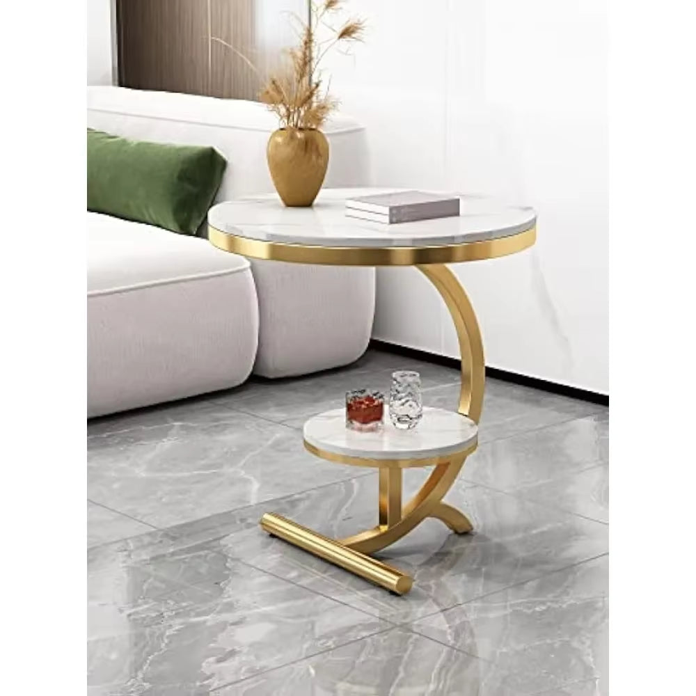 Luxury Marble End Table Decor & More round Coffee Table Shelf for Home & Living Room |Gold Coffee Table|Outdoor&Indoor Furniture